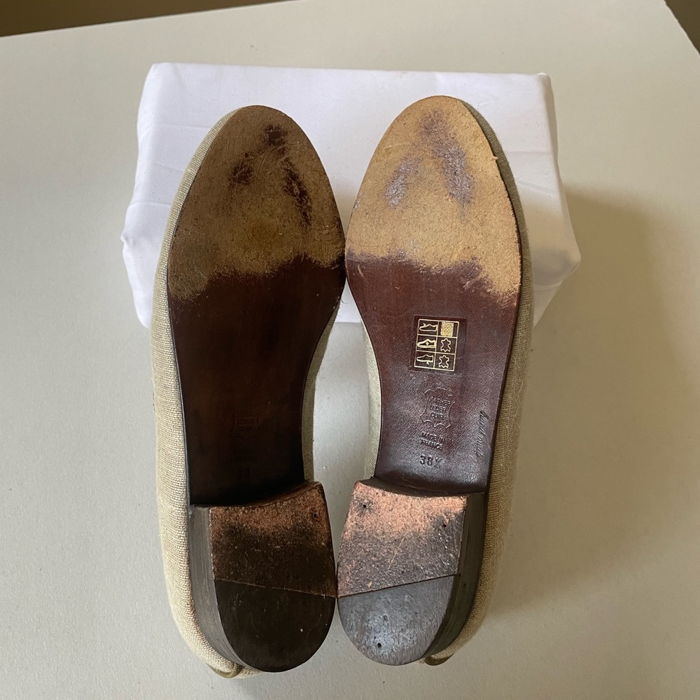 Evelyn Paul Tan Linen Shoes loafers 8.5 France 7.5 US - Picture 7 of 10